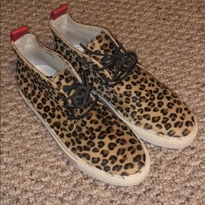 Del Toro Women’s Pony Hair Chukka Shoes 10 Leopard